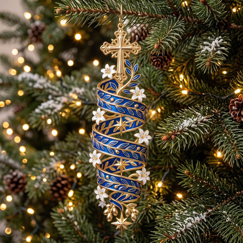 Cross Spiral Christmas Mica Ornament GFTOMA13687