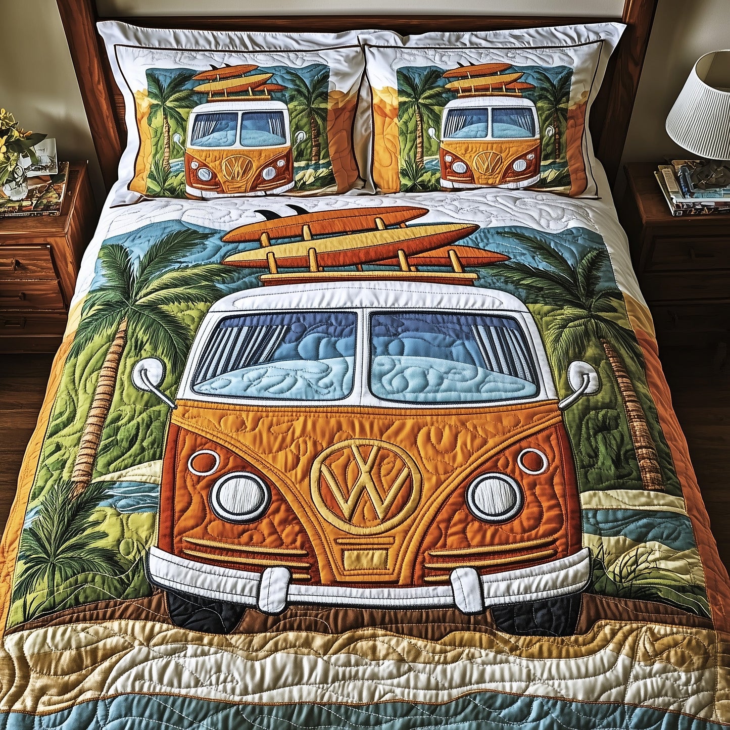 Hippie Van 3-Piece Quilted Bedding Set GFTOMA1371