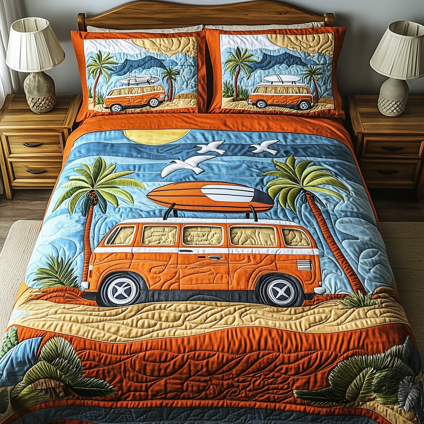 Hippie Van 3-Piece Quilted Bedding Set GFTOMA1373