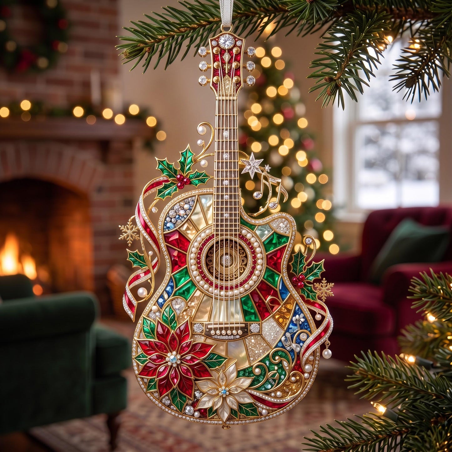 Guitar Melody Christmas Mica Ornament GFTOMA13739