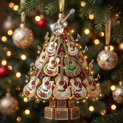 Guitar Melody Christmas Mica Ornament