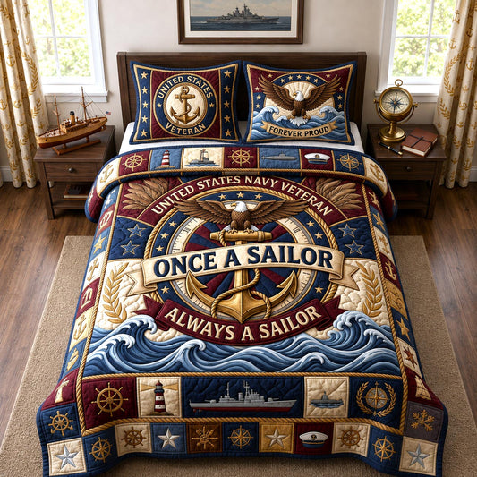 Navy Pride 3-Piece Quilted Bedding Set GFTOMA13757
