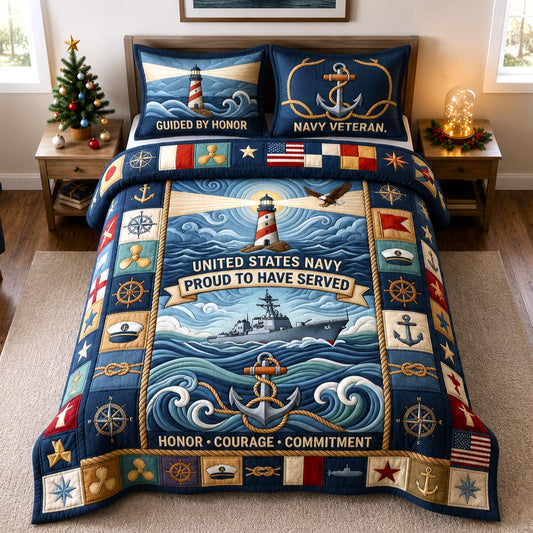 Navy Pride 3-Piece Quilted Bedding Set GFTOMA13759