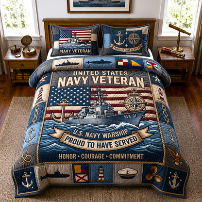 Navy Pride 3-Piece Quilted Bedding Set GFTOMA13760