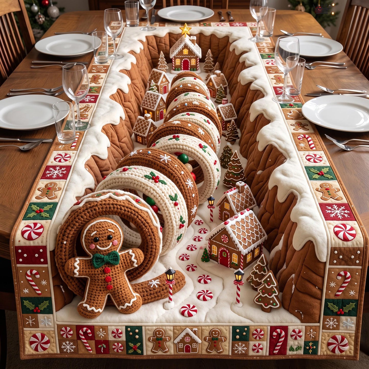 Gingerbread Spiral Quilted Table Runner GFTOMA13781