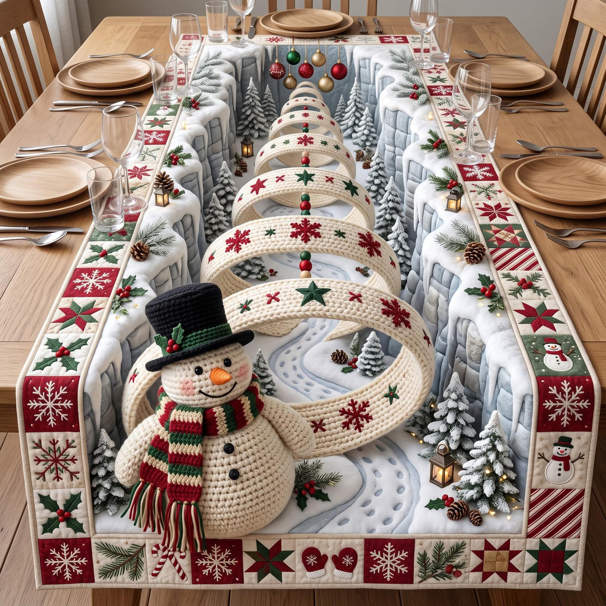 Snowman Spiral Quilted Table Runner GFTOMA13785