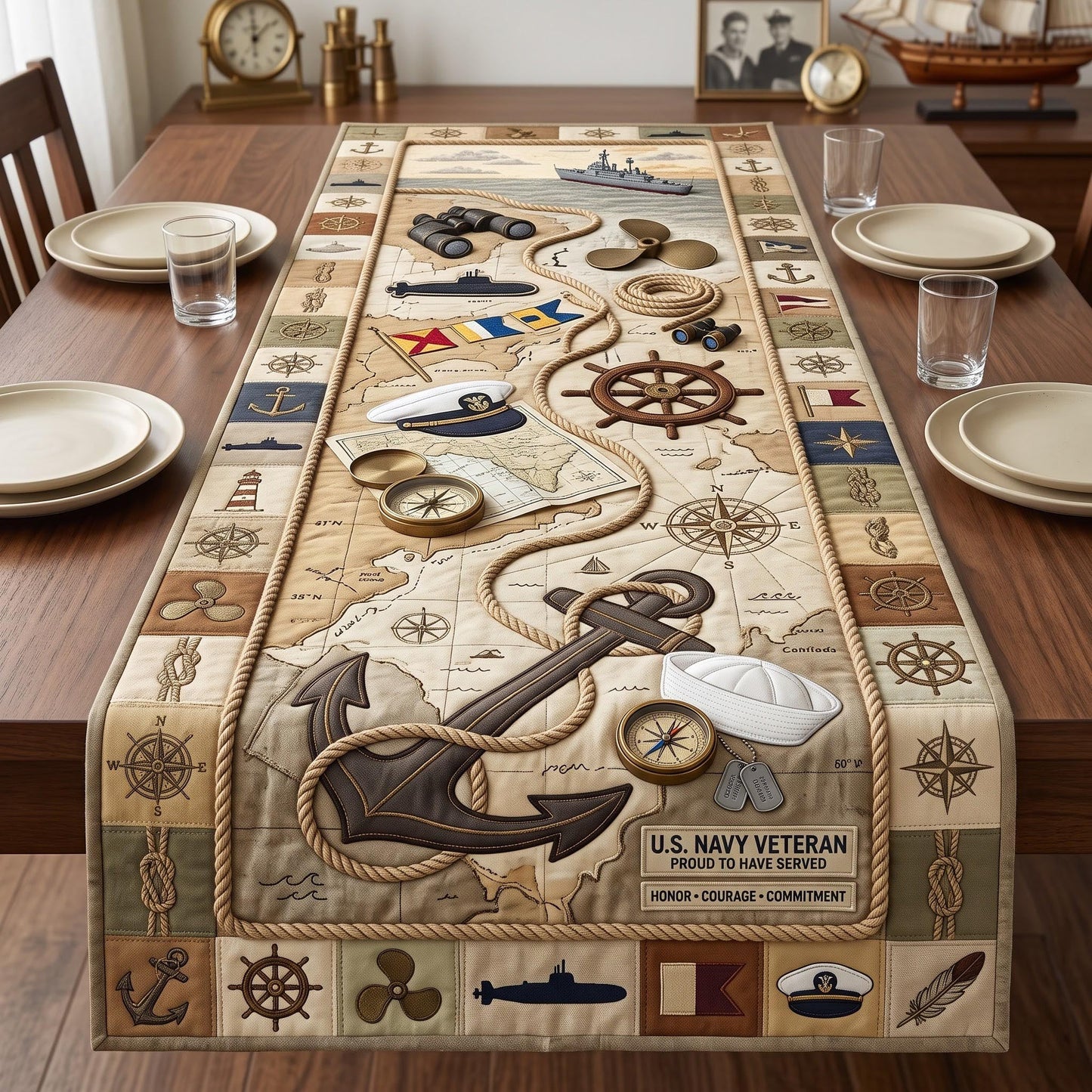Navy Pride Quilted Table Runner GFTOMA13789