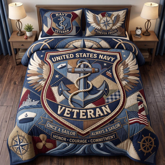 Navy Pride 3-Piece Quilted Bedding Set GFTOMA13805