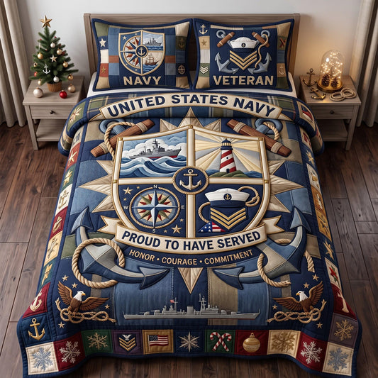 Navy Pride 3-Piece Quilted Bedding Set GFTOMA13806