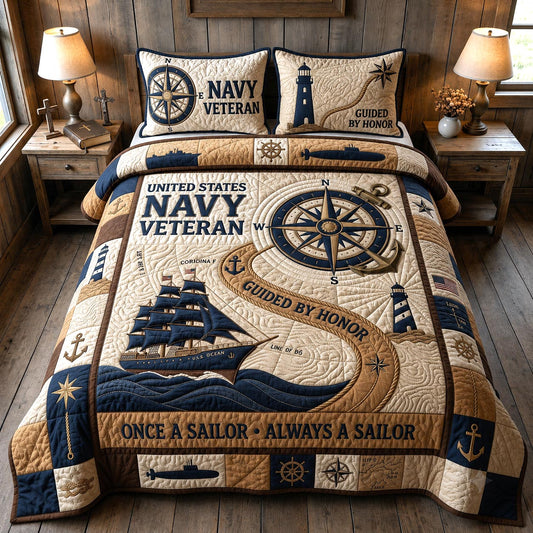 Navy Pride 3-Piece Quilted Bedding Set GFTOMA13810