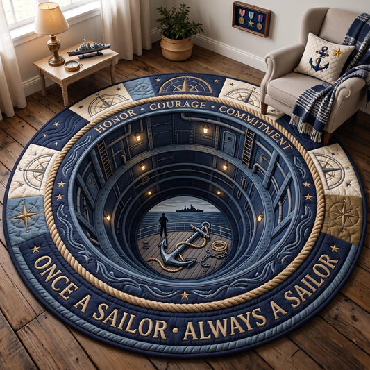 Navy Veteran Quilted Round Mat GFTOMA13814