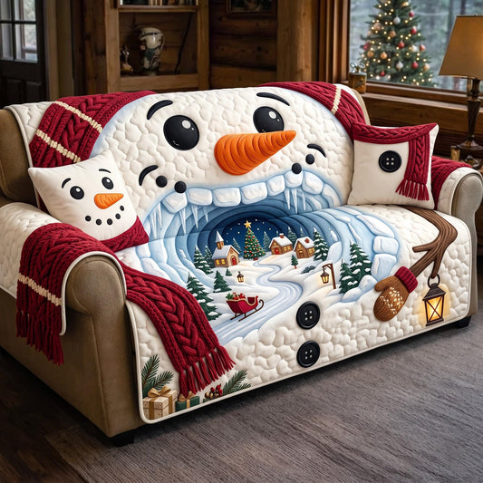 Snowman Wonderland Quilted Sofa Cover GFTOMA13824