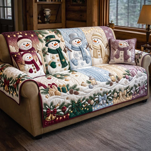 Snowman Village Quilted Sofa Cover GFTOMA13826