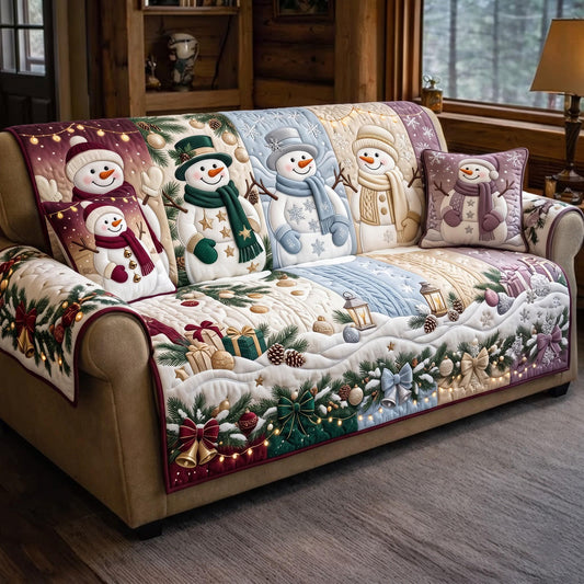 Snowman Village Quilted Sofa Cover GFTOMA13826