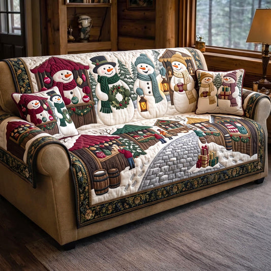 Snowman Christmas Quilted Sofa Cover GFTOMA13827
