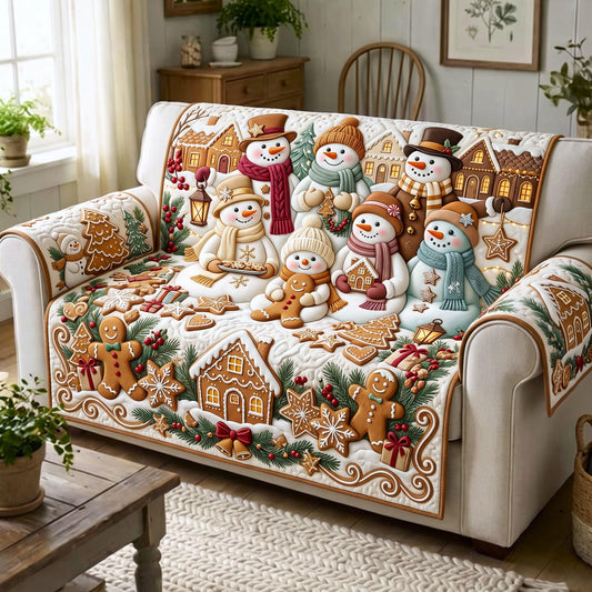 Gingerbread Snowman Quilted Sofa Cover GFTOMA13828