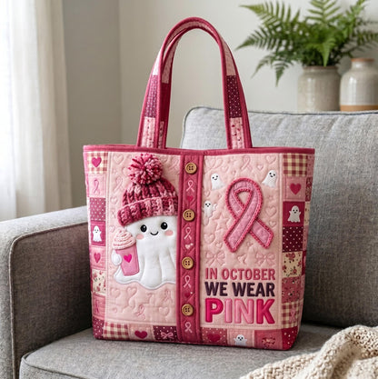 Pink October Ribbon Quilted Tote Bag GFTOMA13838