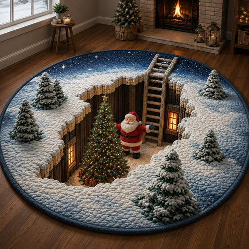 Snowy Cabin Quilted Round Mat GFTOMA13920