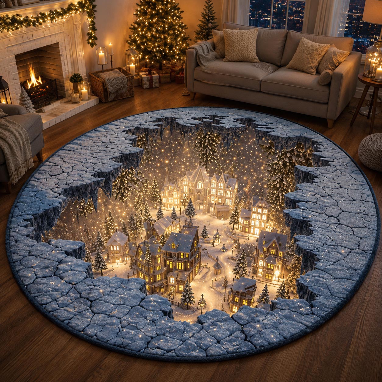 Frozen Village Quilted Round Mat GFTOMA13921