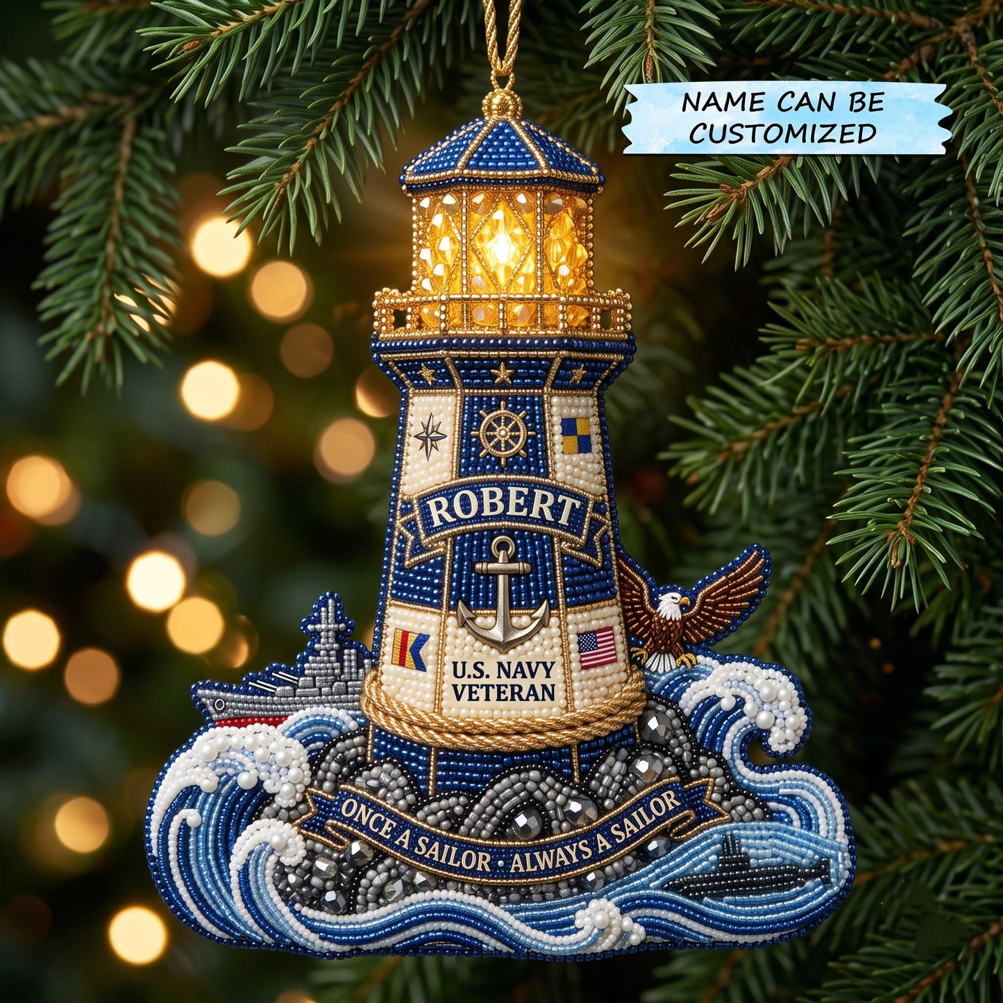 Navy Veteran Christmas Mica Ornament QTCUZ GFTOMA13923
