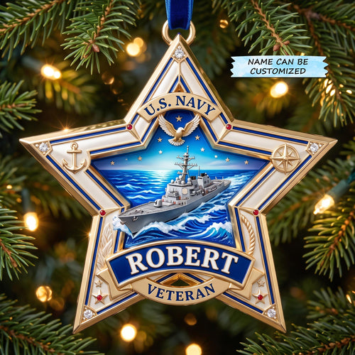 Navy Veteran Christmas Mica Ornament QTCUZ GFTOMA13927