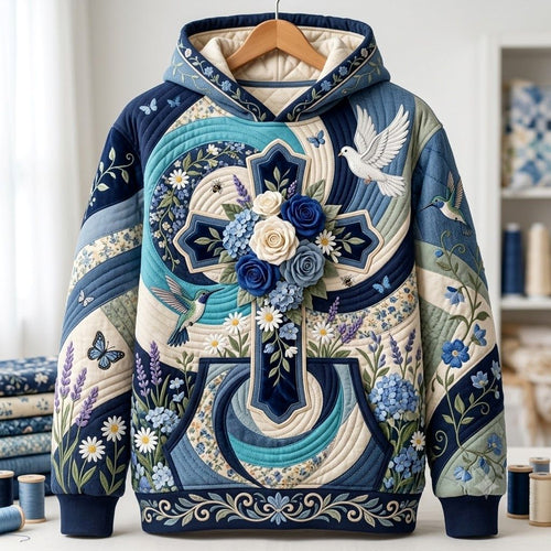 Blue Rose Cross Hoodie GFTOMA13932