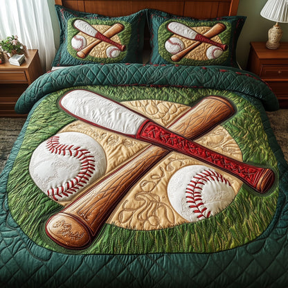 Baseball 3-Piece Quilted Bedding Set GFTOMA1397