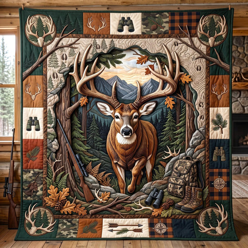 Whitetail Hunter Quilted Blanket GFTOMA13987