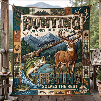 Hunting Fishing Quilted Blanket GFTOMA13988