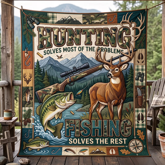 Hunting Fishing Quilted Blanket GFTOMA13988