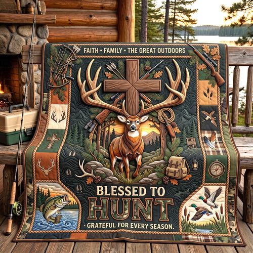 Blessed Hunter Quilted Blanket GFTOMA13989