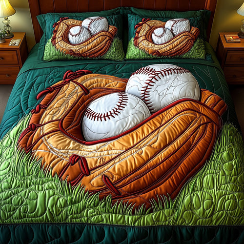 Baseball 3-Piece Quilted Bedding Set GFTOMA1399