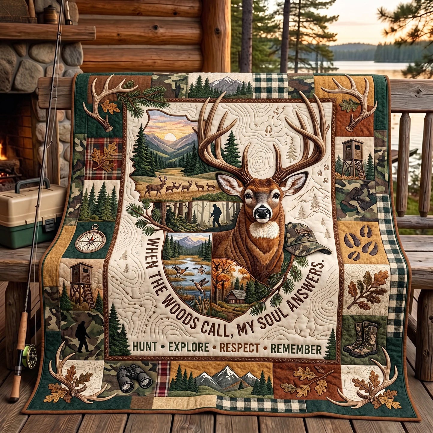 Wilderness Buck Quilted Blanket GFTOMA13990