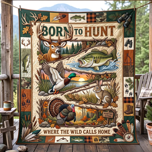 Born To Hunt Quilted Blanket GFTOMA13991