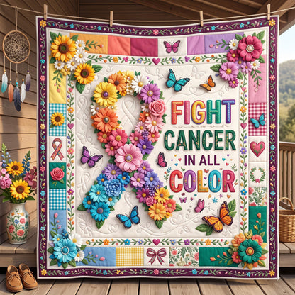 Cancer Blooms Quilted Blanket GFTOMA13998