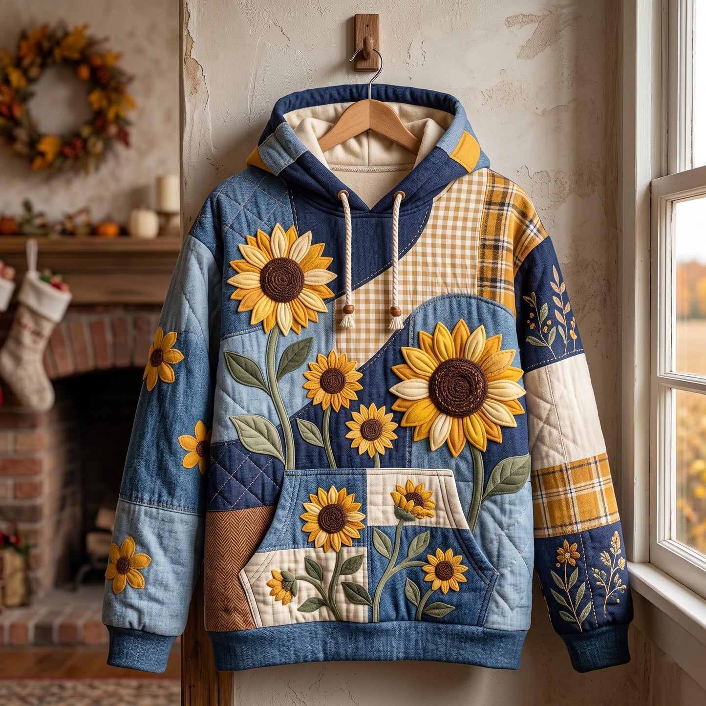 Plaid Sunflower Hoodie GFTOMA14016
