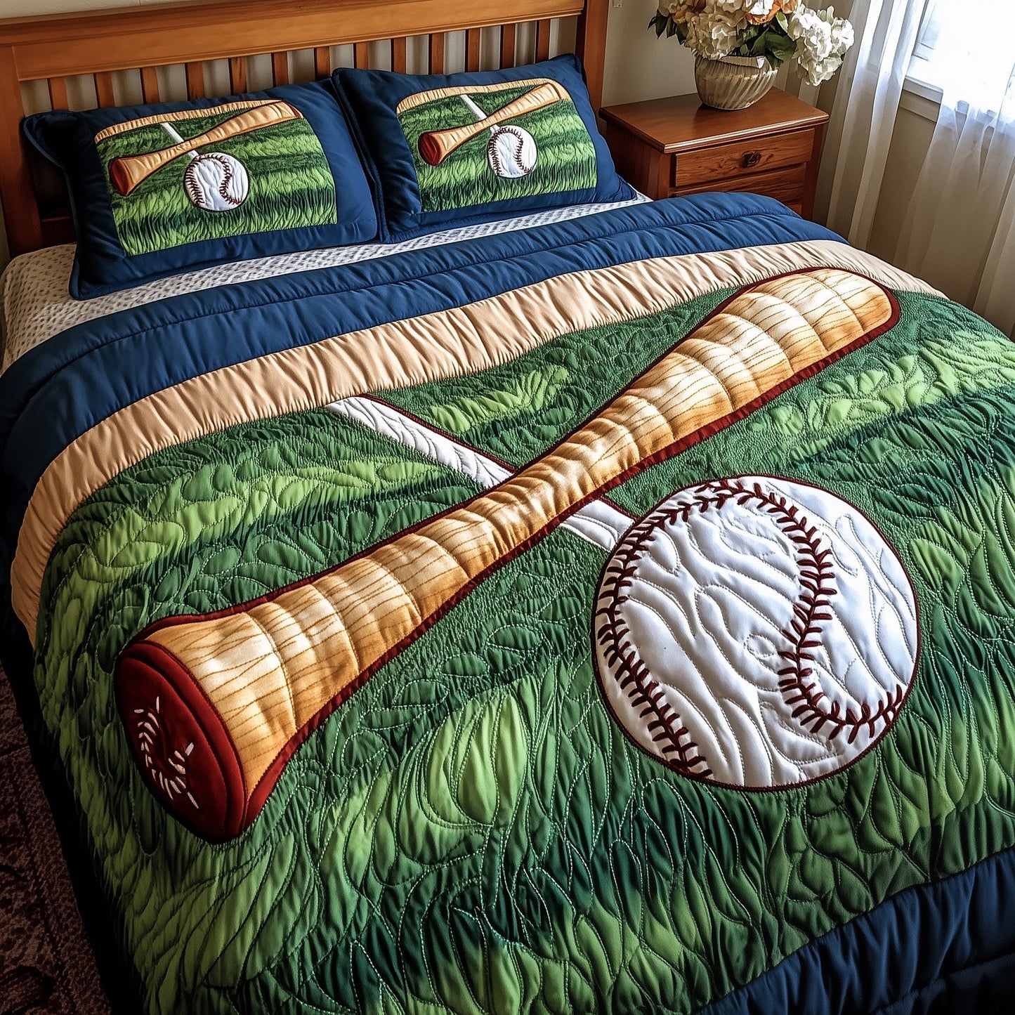 Baseball 3-Piece Quilted Bedding Set GFTOMA1406