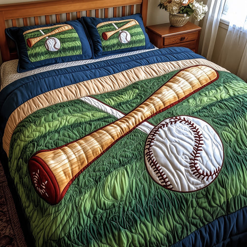 Baseball 3-Piece Quilted Bedding Set GFTOMA1406