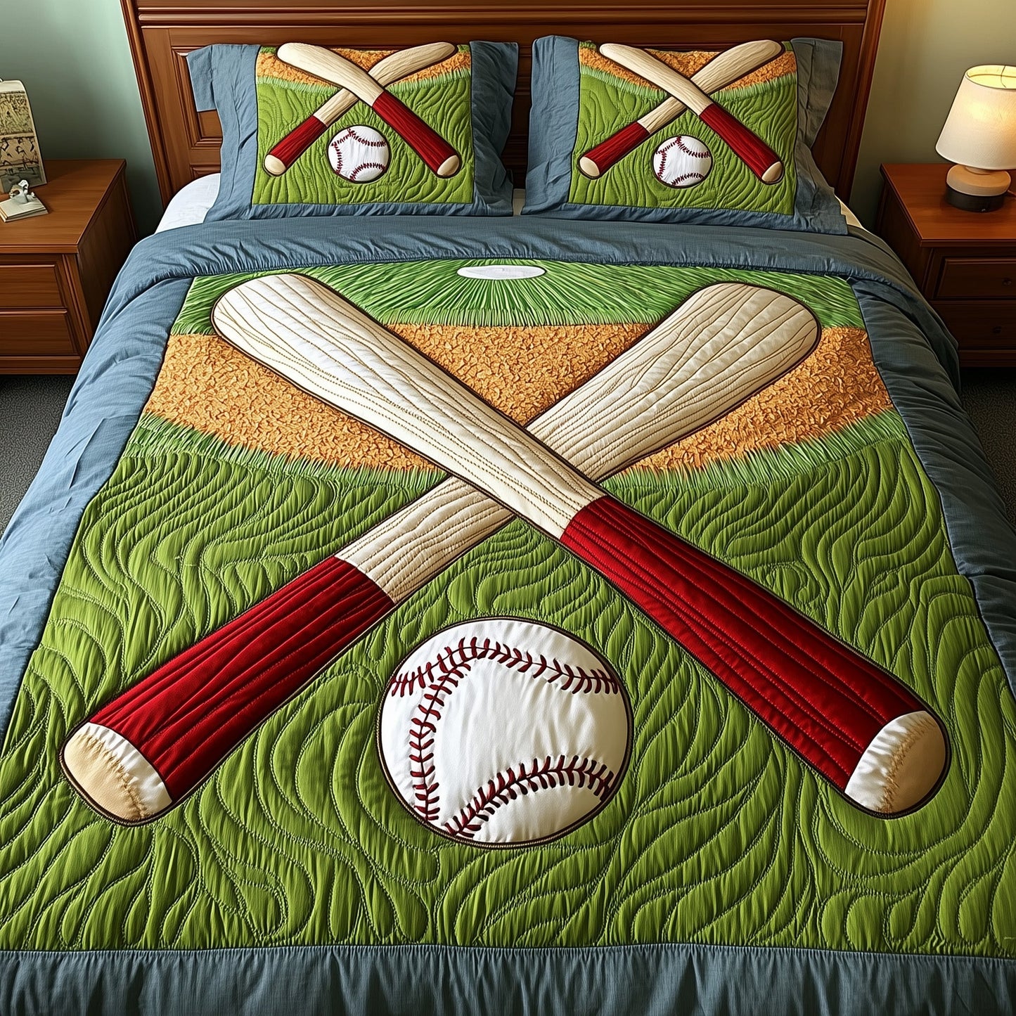 Baseball 3-Piece Quilted Bedding Set GFTOMA1408