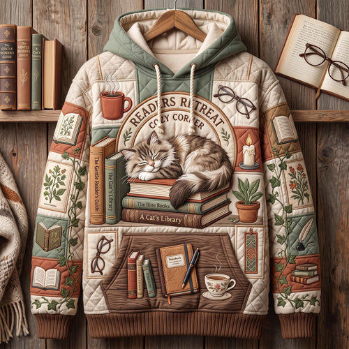 Cozy Cat Reader Hoodie GFTOMA14098