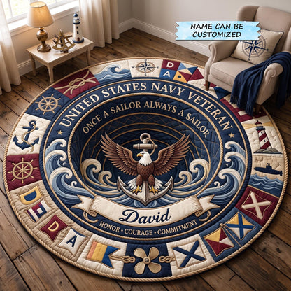 Navy Veteran Quilted Round Mat QTCUZ GFTOMA14102
