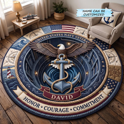Navy Veteran Quilted Round Mat QTCUZ GFTOMA14104