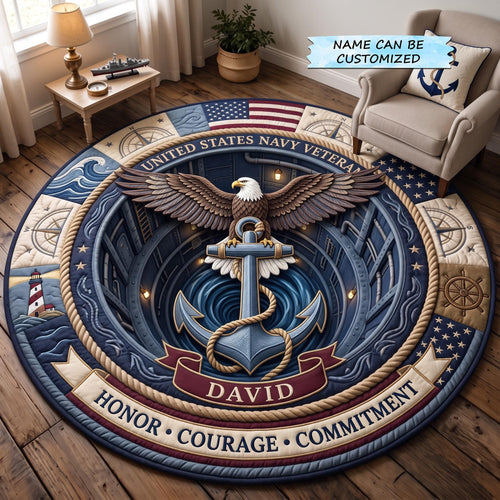 Navy Veteran Quilted Round Mat QTCUZ GFTOMA14104