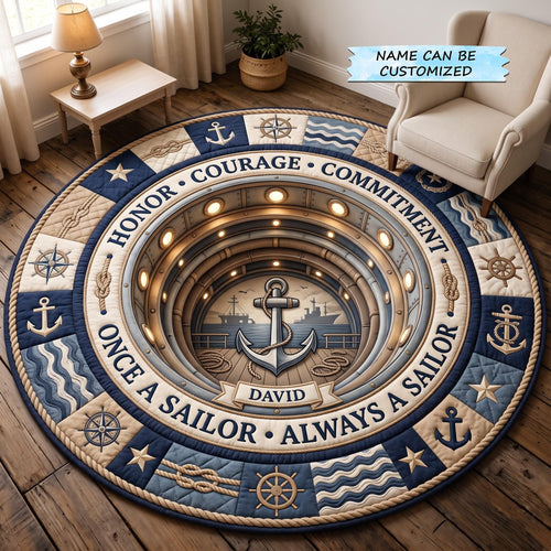 Navy Veteran Quilted Round Mat QTCUZ GFTOMA14106