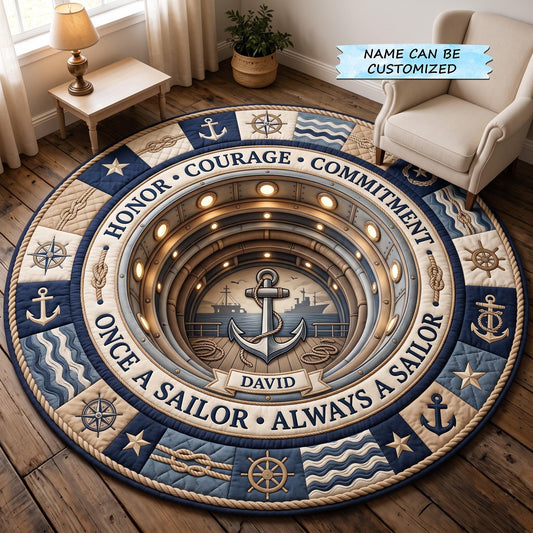 Navy Veteran Quilted Round Mat QTCUZ GFTOMA14106
