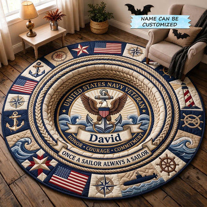 Navy Veteran Quilted Round Mat QTCUZ GFTOMA14107
