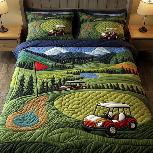 Golf Course 3-Piece Quilted Bedding Set GFTOMA1415
