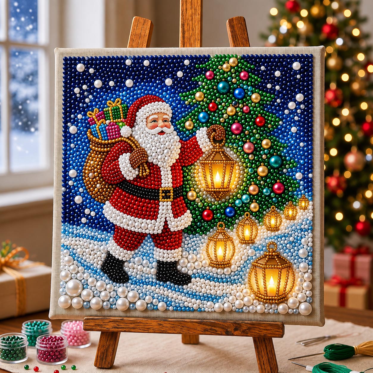 Santa Christmas DIY Diamond Pearl Art Kit GFTOMA14212