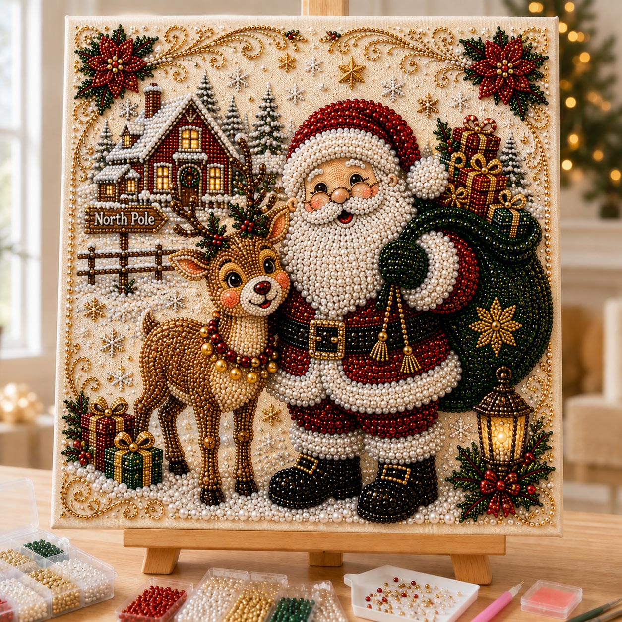 Santa Reindeer DIY Diamond Pearl Art Kit GFTOMA14221
