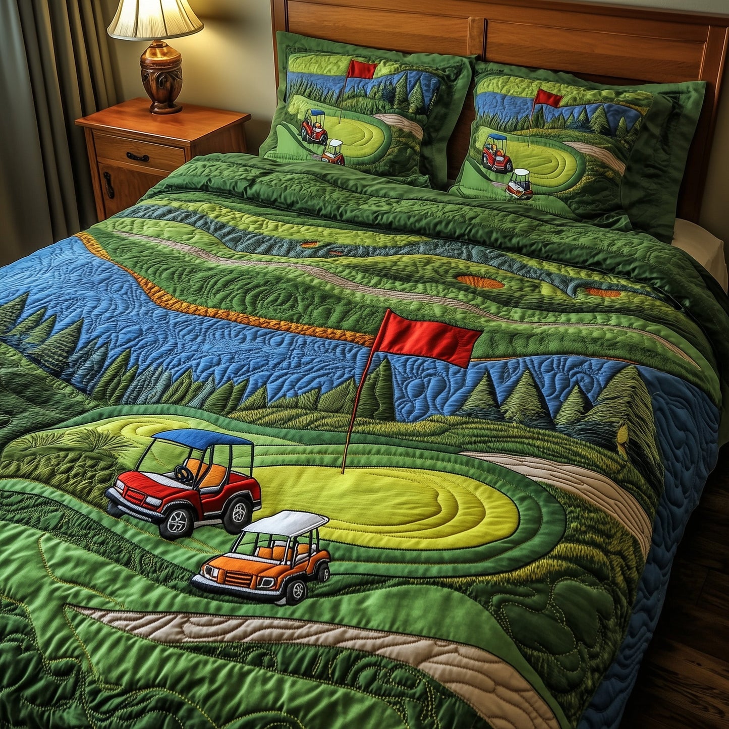 Golf Course 3-Piece Quilted Bedding Set GFTOMA1423